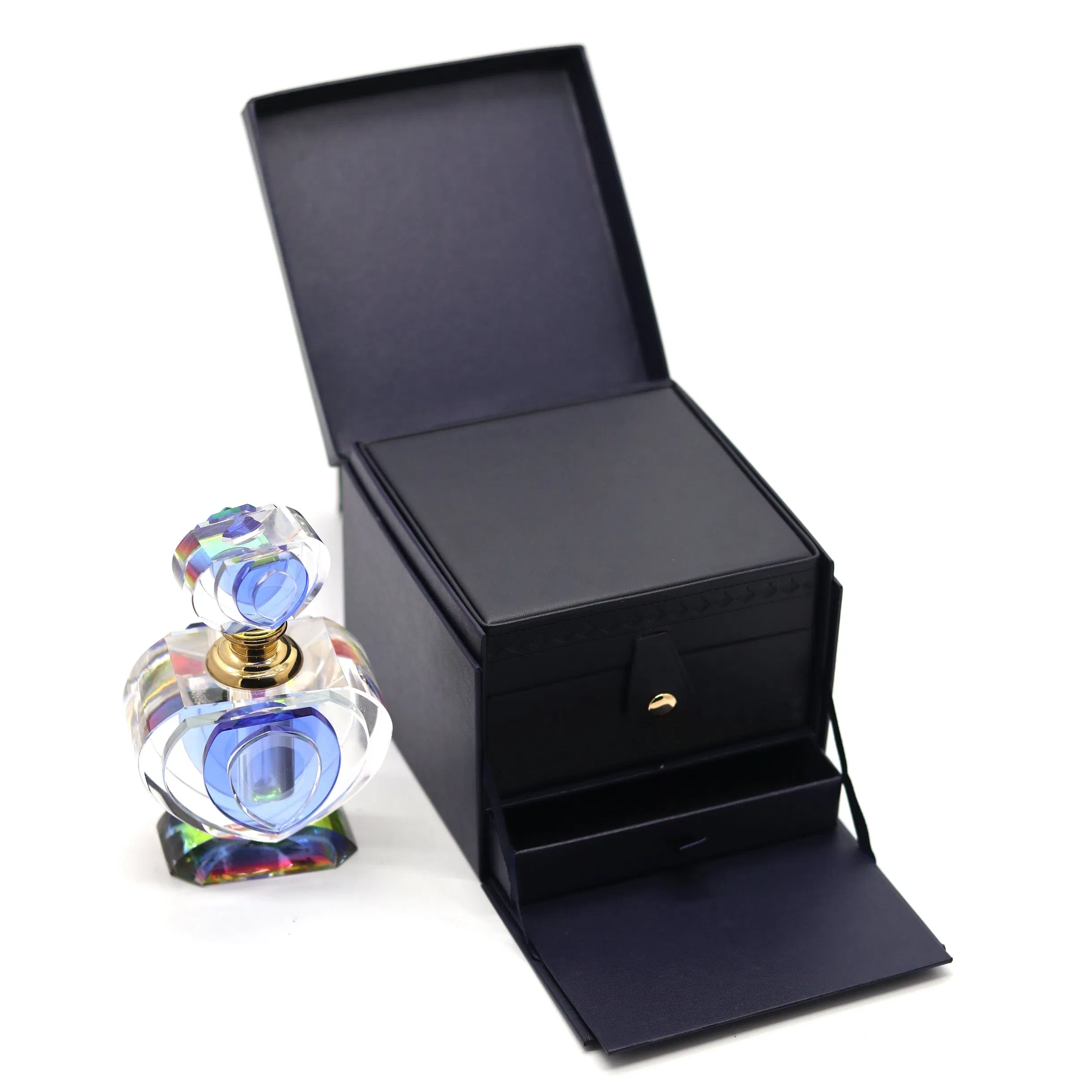 Handmade Dark Blue Storage Boxes PU Leather Jewelry Box for Gift