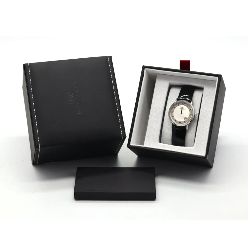 Customized Handmade Black PU Leather Single Watch Box for Gift