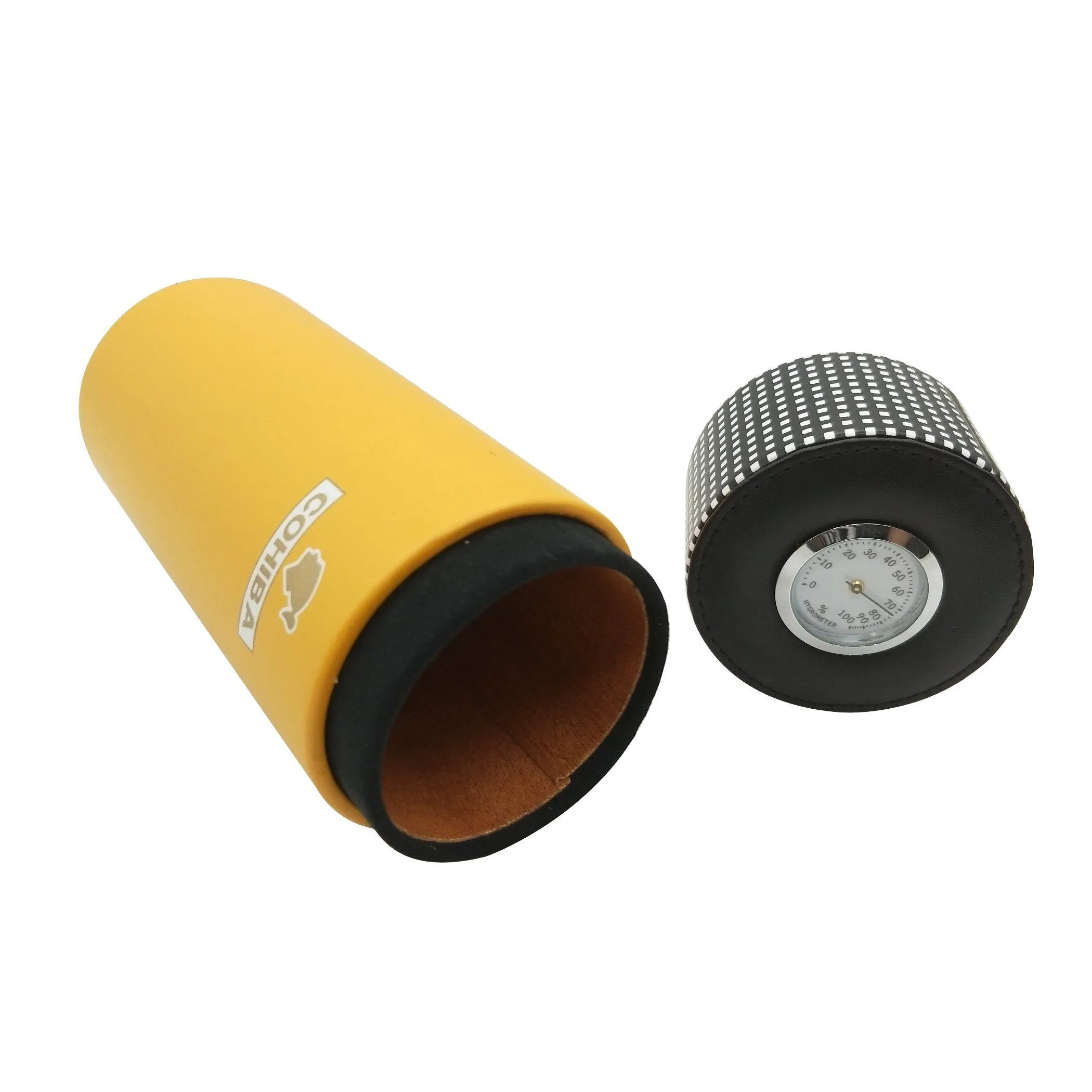 Customized Elegant Cylinder PU Leather Cigar Packaging Humidor Gift Box