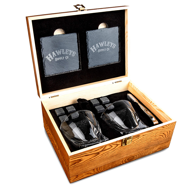 Premium Whisky Gift Wrap Wooden Wine Box for Men Perfect Gift