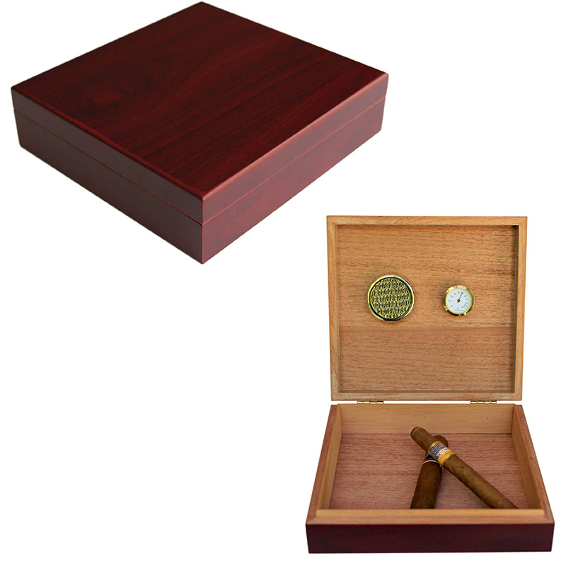 Cherry Finish Cedar Humidor Cigar Box with Magnet Seal and Humidifier Gel