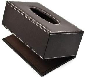 Custom Brown PU Leather Tissue Storage Box for Home Office Car Use