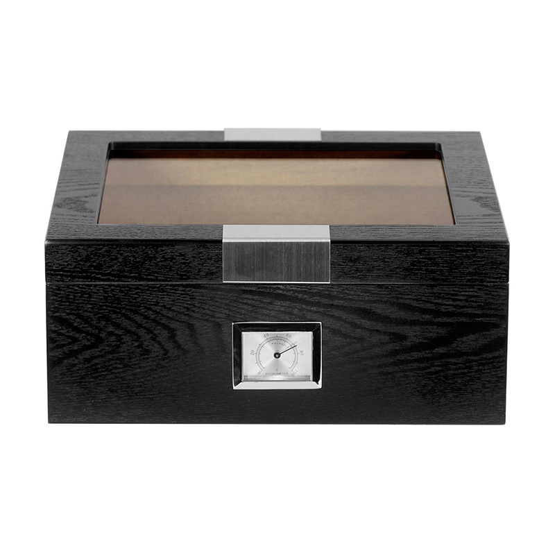 Luxury Black Oak Matte Lacquered Wooden Cigar Humidor Gift Box