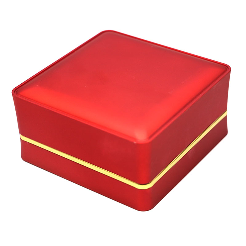 OEM Red Light Plastic Velvet Jewelry Bracelet Gift Box with Lid