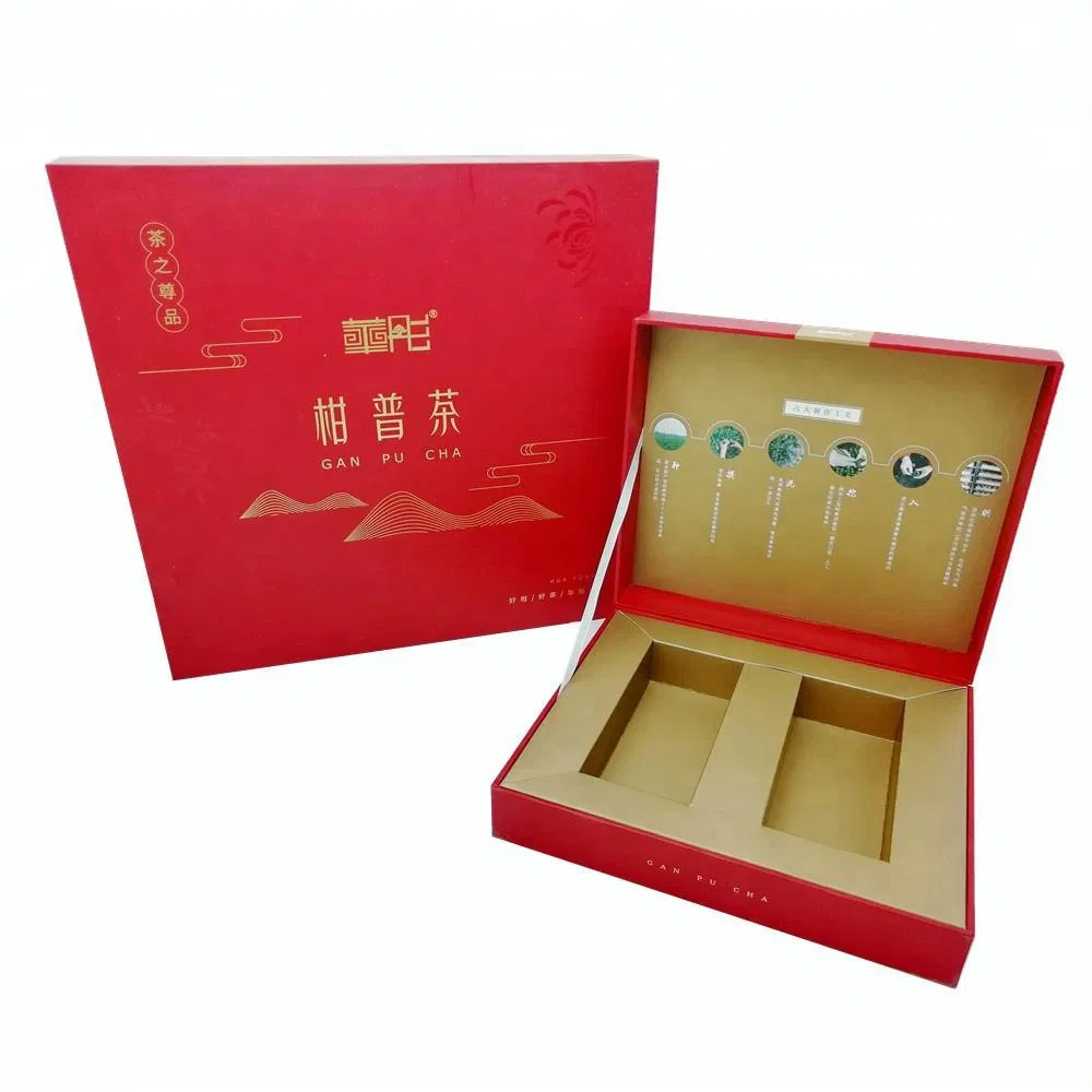 Custom Red Color Book Shape Cardboard Tea Gift Packaging Box
