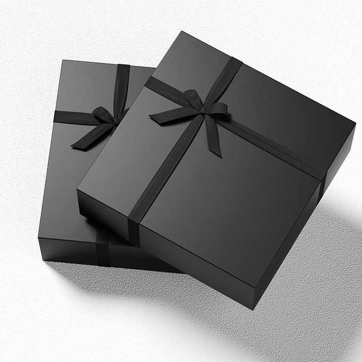 Customized Black Cardboard Paper Perfume Box, Gift Box with Top and Lid, Ribbon and Sponge Empty Perfume Oil Box