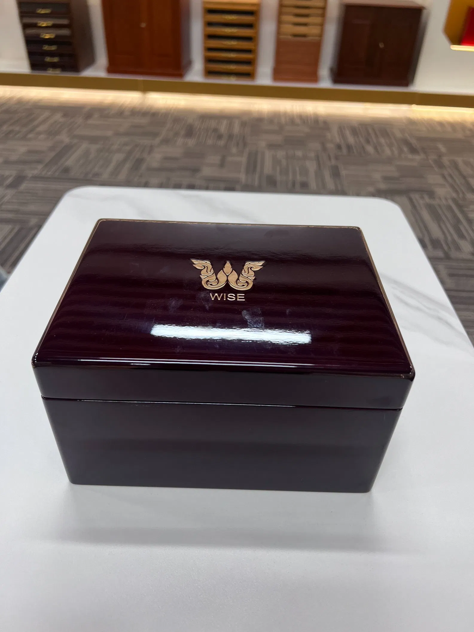 Luxury Wooden Watch Presentation Box with Brown Velvet Interior Custom Logo Premium Display Gift Packaging Case