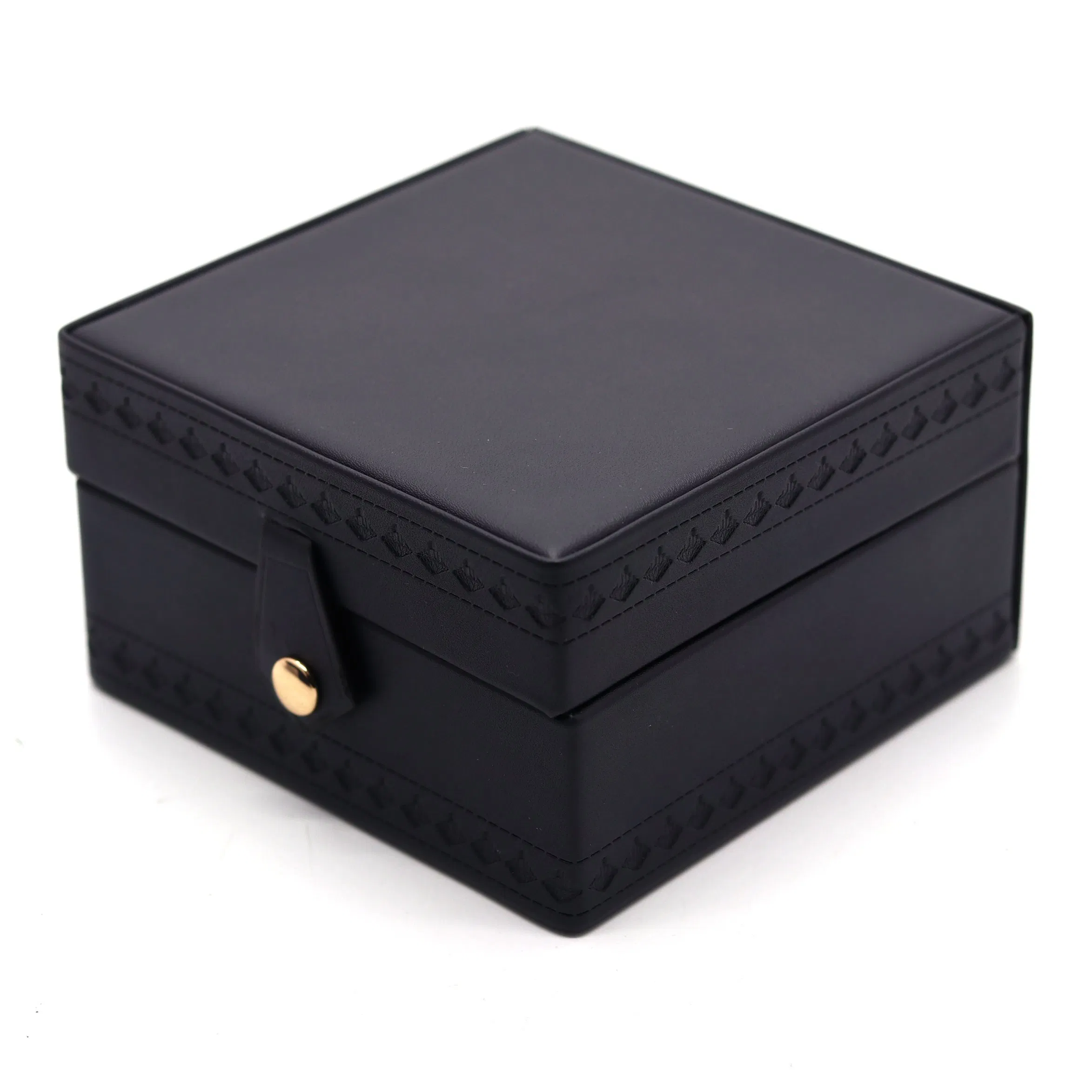 Handmade Dark Blue Storage Boxes PU Leather Jewelry Box for Gift