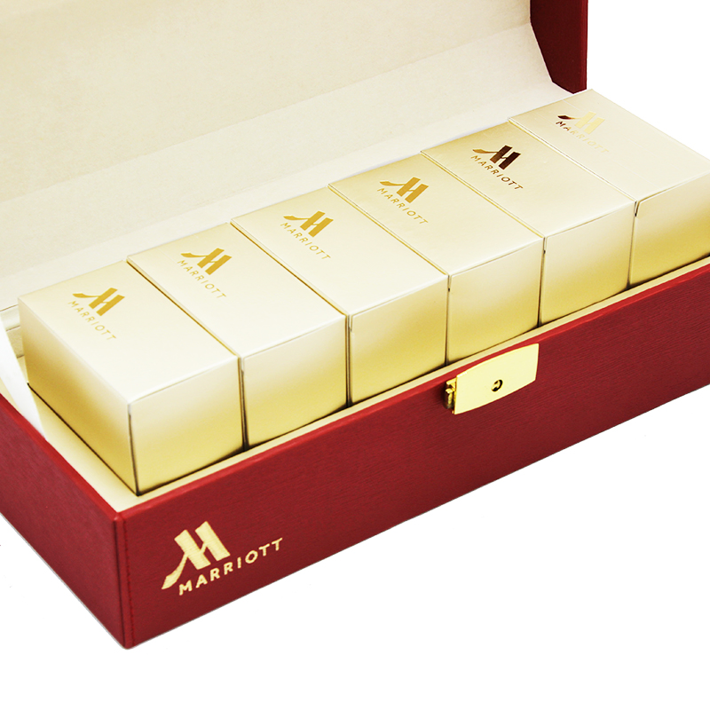 High End Fashion Red PU Leather Handle Rectangular Moon Cake Box