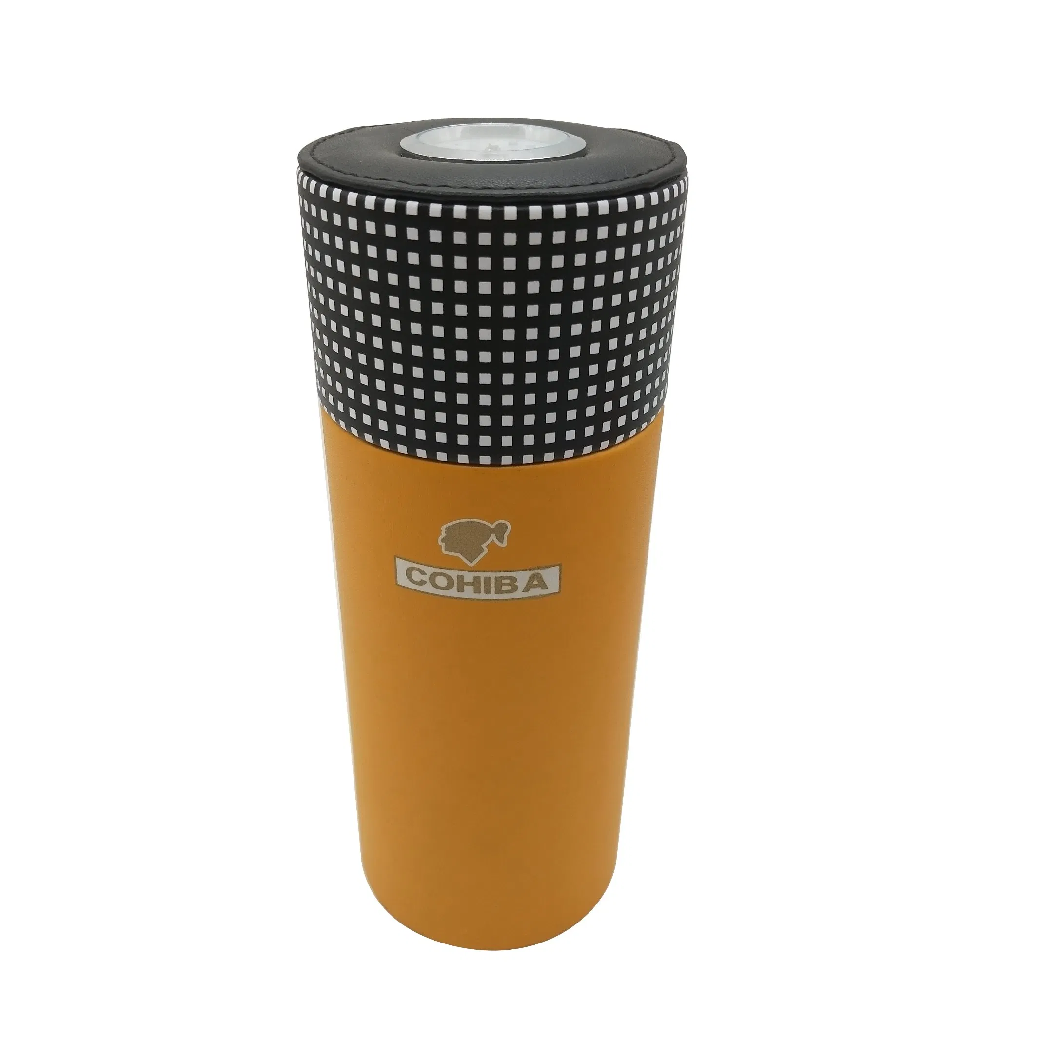 Customized Elegant Cylinder PU Leather Cigar Packaging Humidor Gift Box