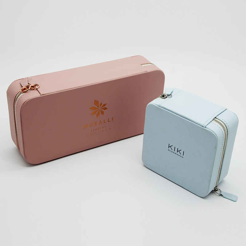 Fashion Simple Style Pink PU Leather Rectangular Gift Jewelry Box