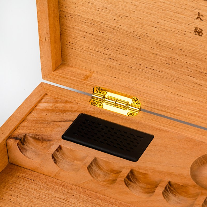 Customized Solid Mahogany Wood Cigar Box with Humidifier and Hygrometer