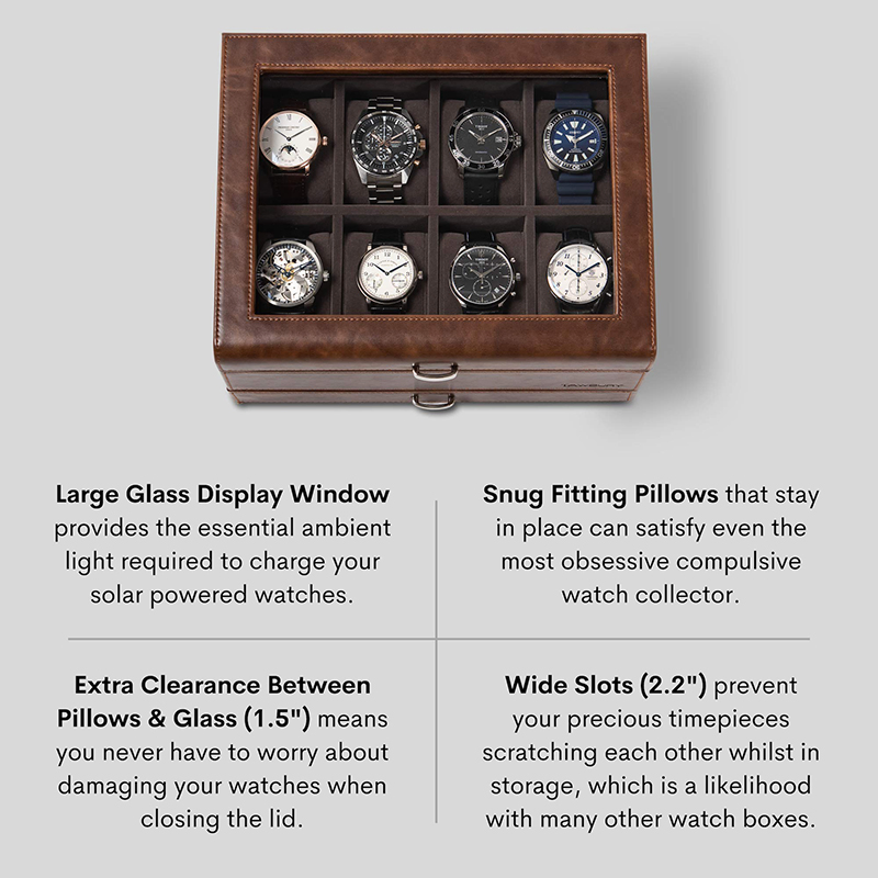 Customized Luxury Wooden Large 12-Slot Men Watch Gift Storage Box