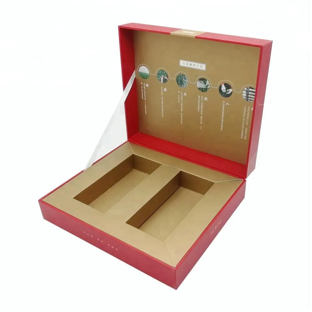 Custom Red Color Book Shape Cardboard Tea Gift Packaging Box