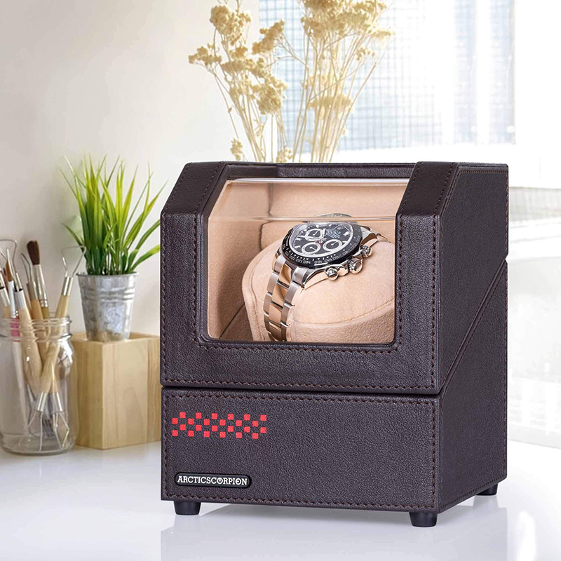 OEM Black Wach Winder Box Watch Storage Leather Packing Box for Gift