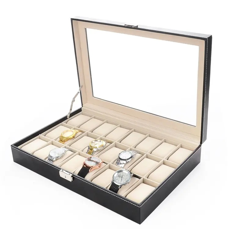 Elegant 6-Slot Black Watch Organizer for Men’S Accessories