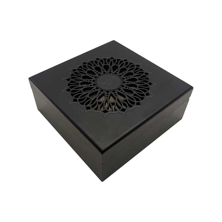 Luxury Arabian Perfume Box, Black Wood Square Perfume Bottle Box, Engraved with Muslim Perfume Box of Wedding Preferences in The Middle East