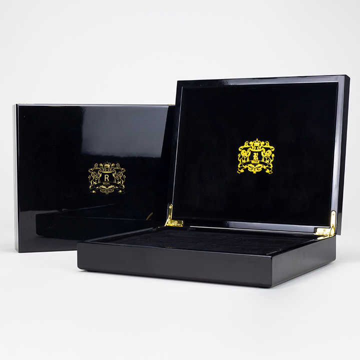 Opened custom luxury packaging box showing the interior design