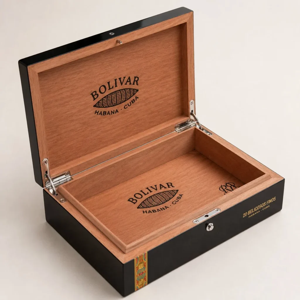 Luxury Custom Wooden Cigar Box Handmade Cigar Humidor with Metal Lock and Logo