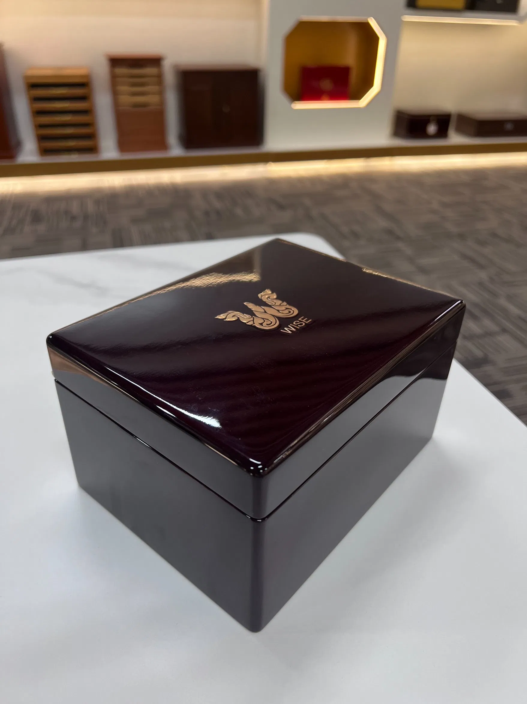 Luxury Wooden Watch Presentation Box with Brown Velvet Interior Custom Logo Premium Display Gift Packaging Case