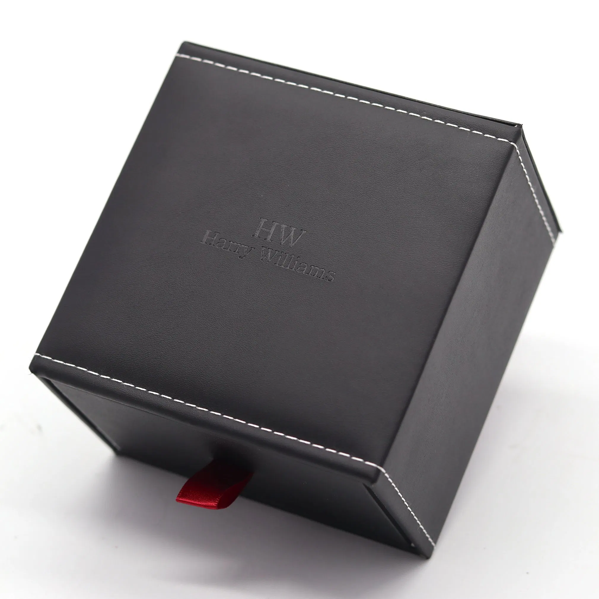 Customized Handmade Black PU Leather Single Watch Box for Gift