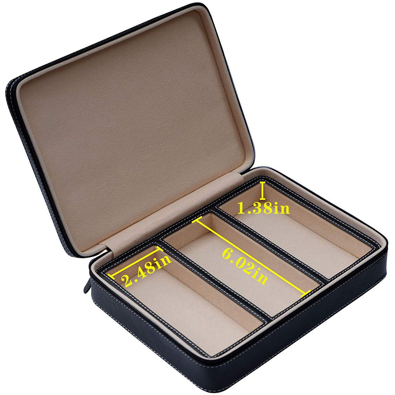 3 Slots Sunglasses Organizer PU Leather Storage Box Travel Jewelry Display Case Watch Box