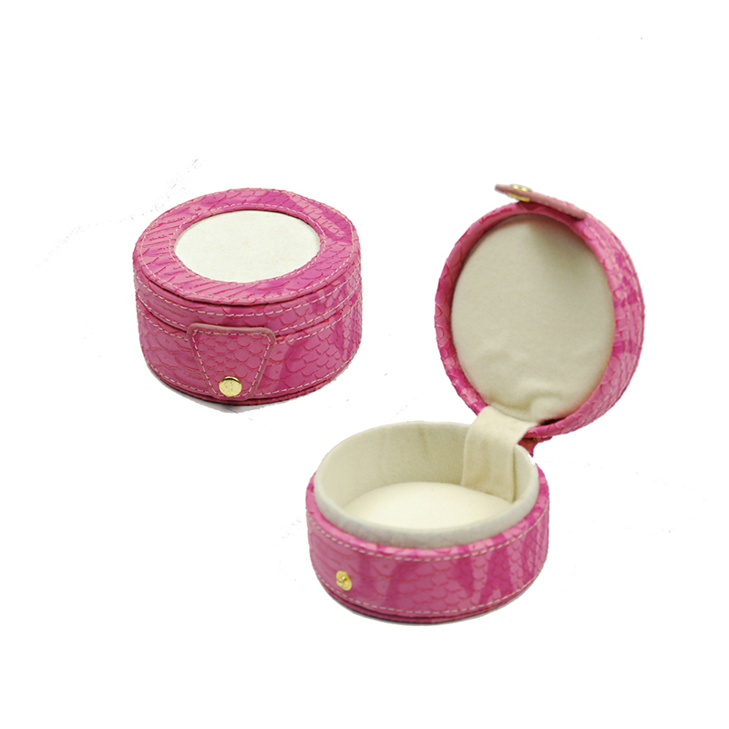 Custom Round PU Leather Mini Travel Small Storage Box Gift Jewelry Box