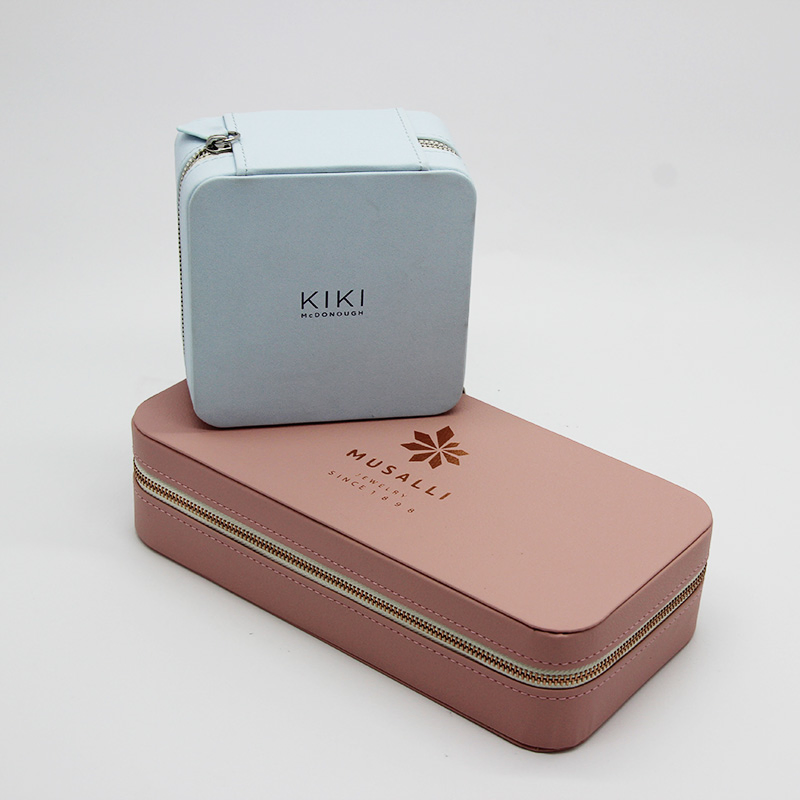 Fashion Simple Style Pink PU Leather Rectangular Gift Jewelry Box