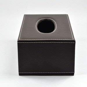 Custom Brown PU Leather Tissue Storage Box for Home Office Car Use