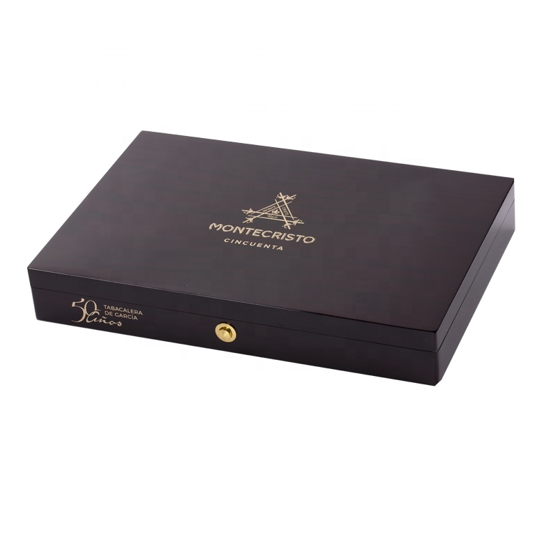 High Gloss Piano Lacquer Luxury Spanish Cedar Wooden Cigar Box with Dividers