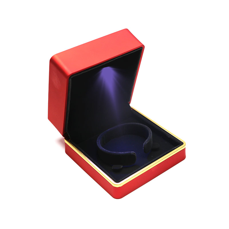 OEM Red Light Plastic Velvet Jewelry Bracelet Gift Box with Lid