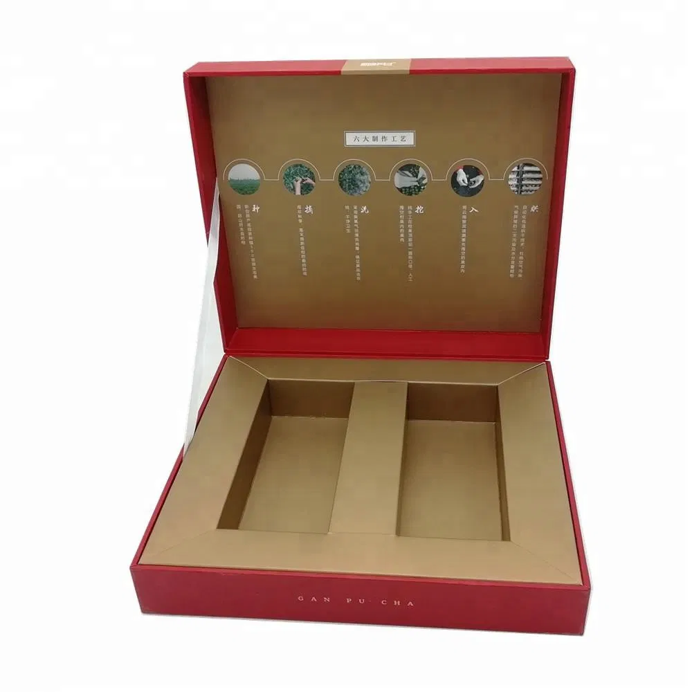 Custom Red Color Book Shape Cardboard Tea Gift Packaging Box