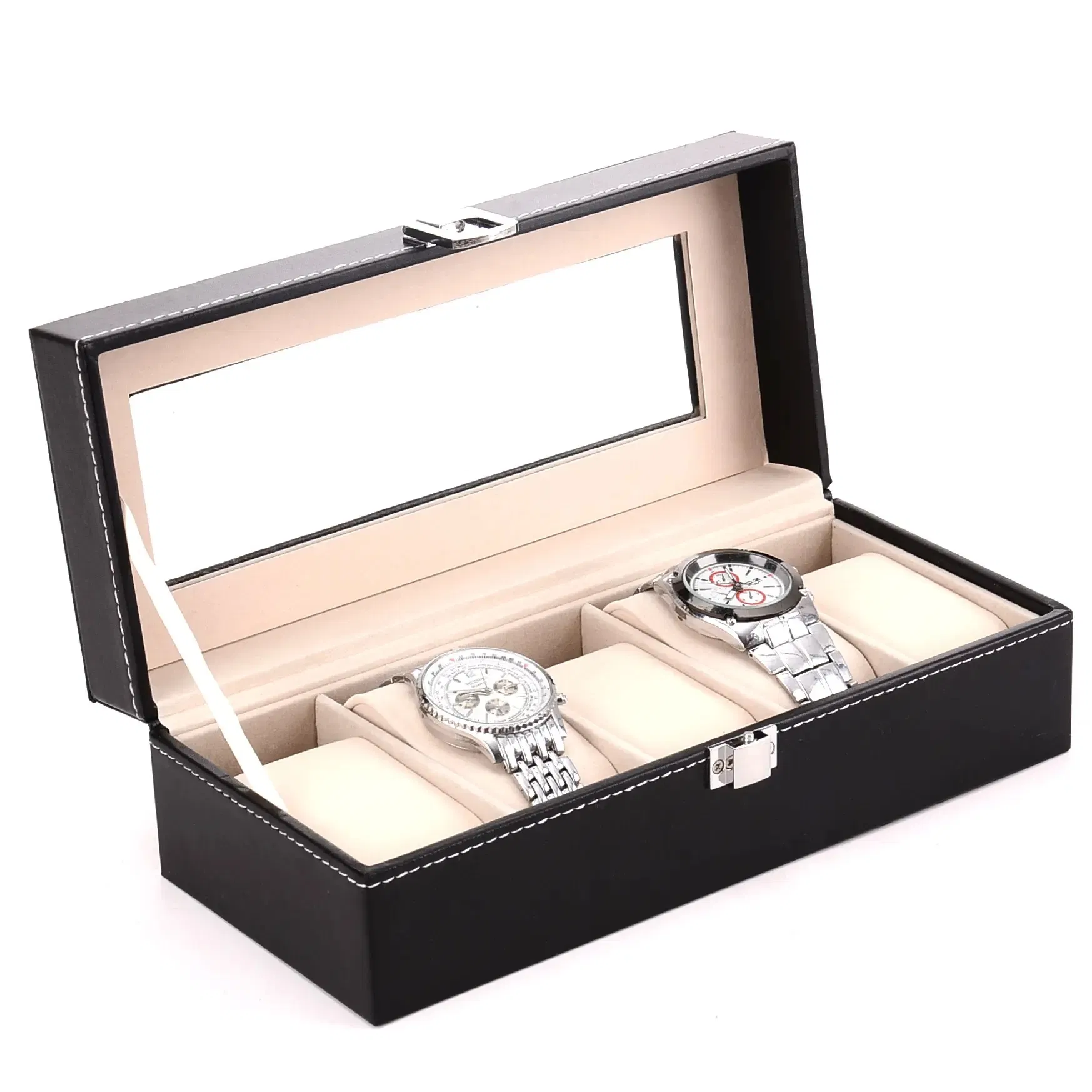 Elegant 6-Slot Black Watch Organizer for Men’S Accessories