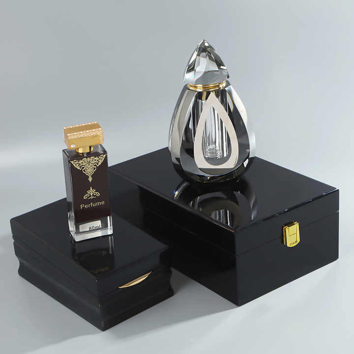 Factory Luxury Custom Logo Wooden Box Gift Cosmetics Atal Oud Oil Perfume Box Hinge