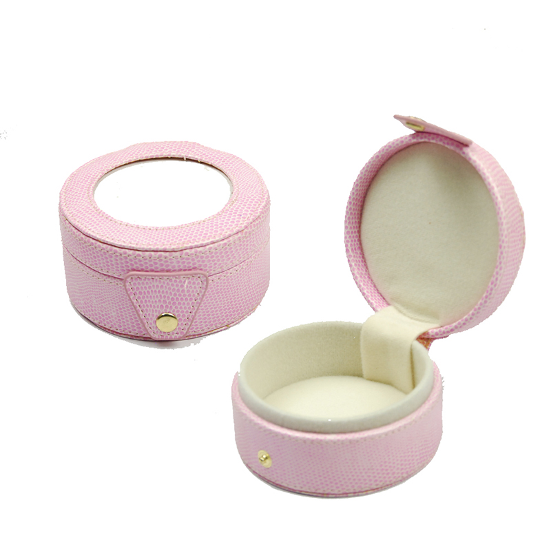 Custom Round PU Leather Mini Travel Small Storage Box Gift Jewelry Box