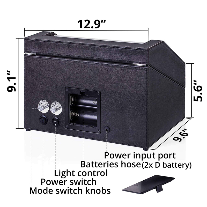 Brown Leather Automatic Watch Winder Box with 4 Winding 4 Storage