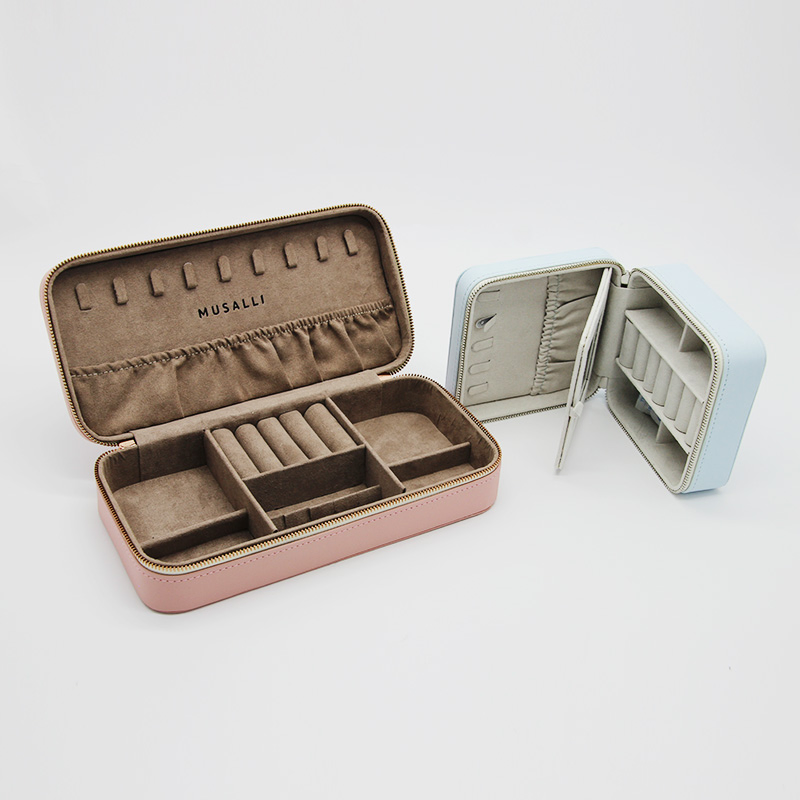 Fashion Simple Style Pink PU Leather Rectangular Gift Jewelry Box