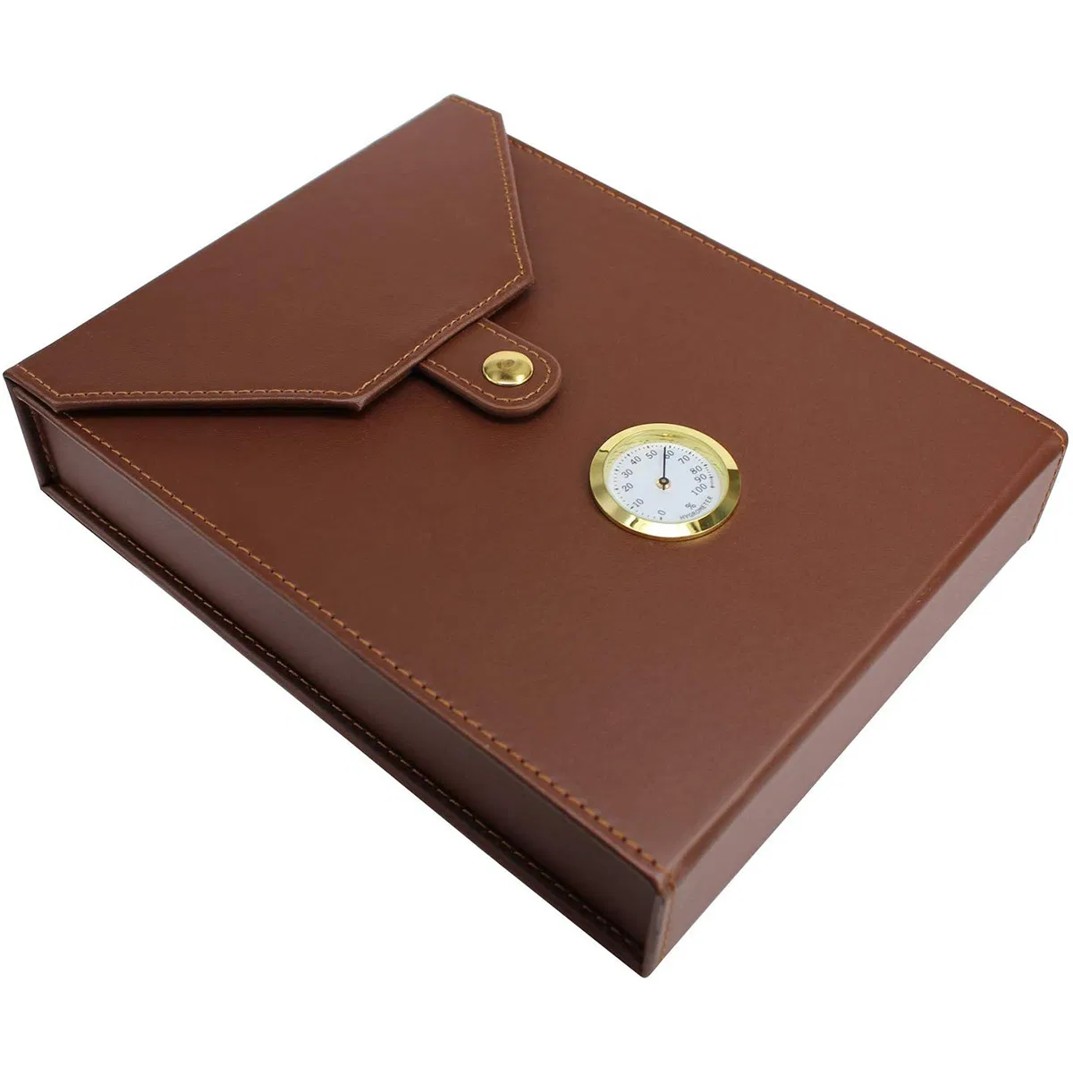 Elegant Brown Leather Packed Portable Travel Cigar Humidor