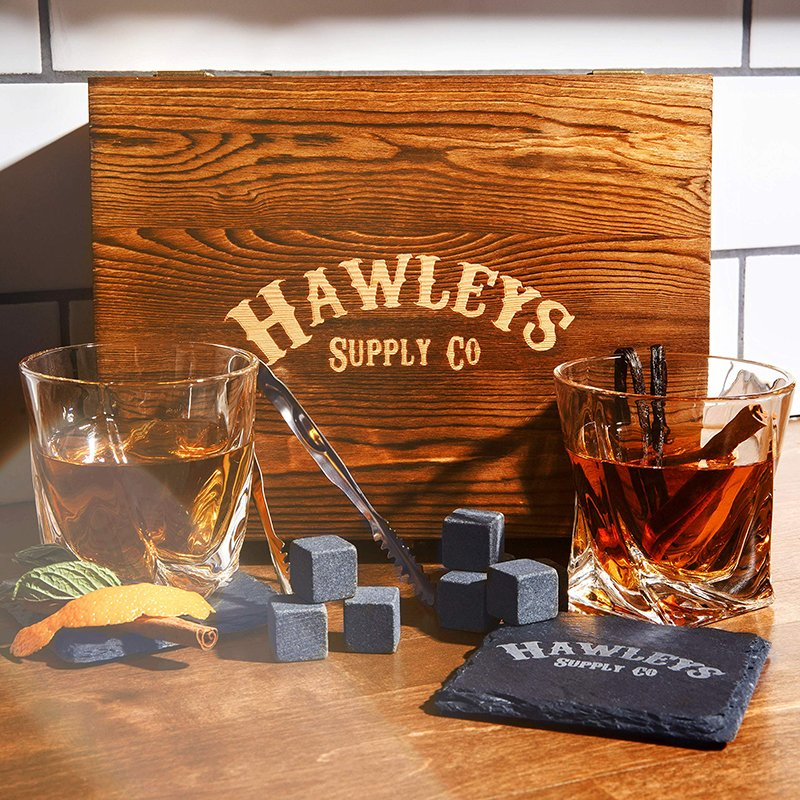 Premium Whisky Gift Wrap Wooden Wine Box for Men Perfect Gift