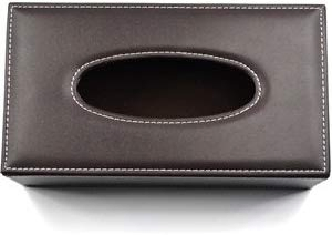 Custom Brown PU Leather Tissue Storage Box for Home Office Car Use