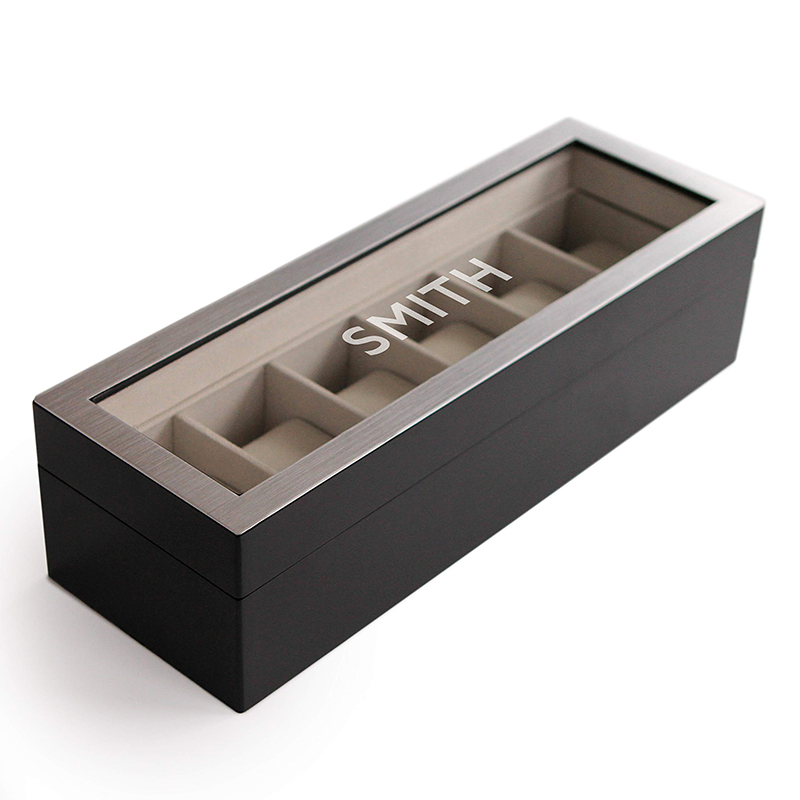 Customized Design Modern Wooden 6-Slot Watch Display Box for Gifts