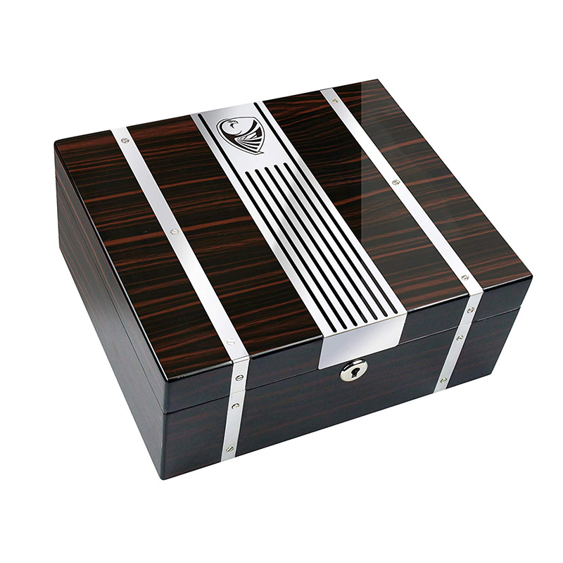 Luxury Black Oak Matte Lacquered Wooden Cigar Humidor Gift Box