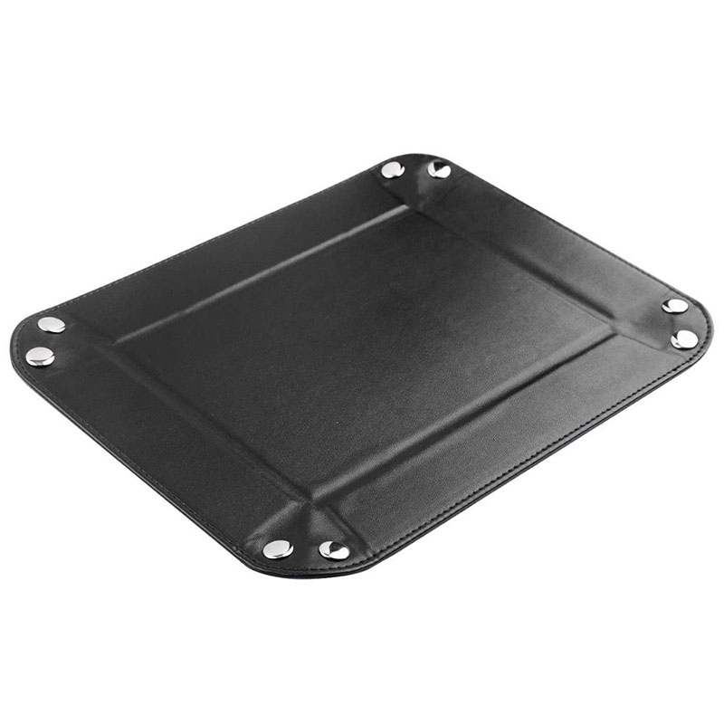 Stylish Folding Blue Velvet Valet Tray for Dice Games