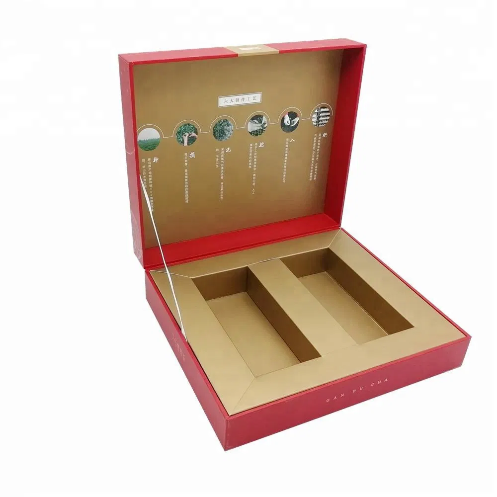 Custom Red Color Book Shape Cardboard Tea Gift Packaging Box