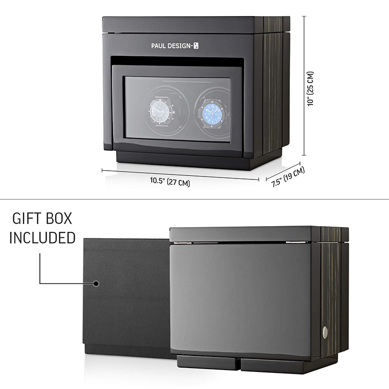 High End Luxury Black High Gloss Watch Winder Box with 2 Windering 3 Storages