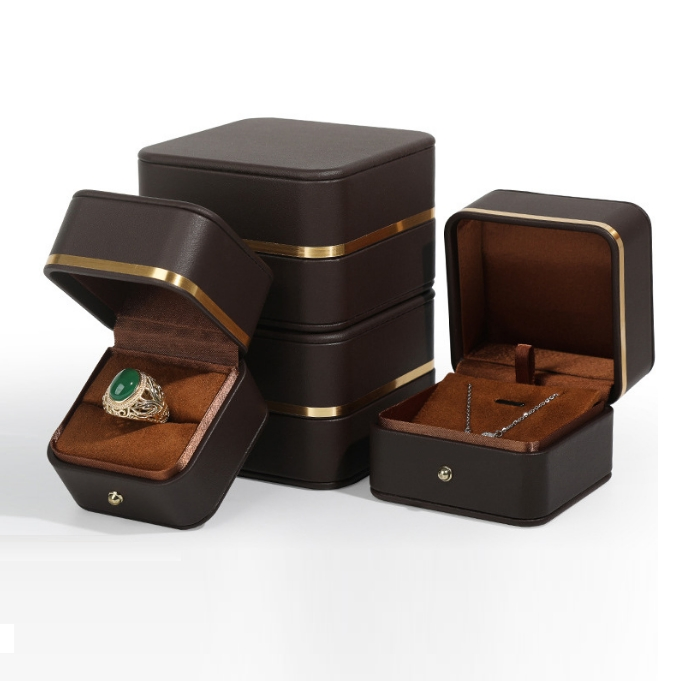Custom Logo Printed Luxury Earrings Pendant Boxes PU Leather Packaging Storage Jewelry Box