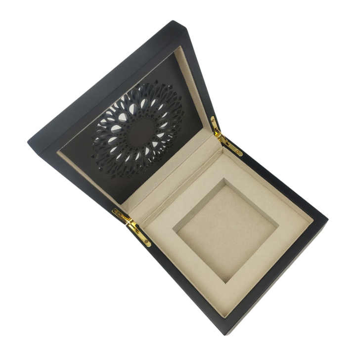 Luxury Arabian Perfume Box, Black Wood Square Perfume Bottle Box, Engraved with Muslim Perfume Box of Wedding Preferences in The Middle East