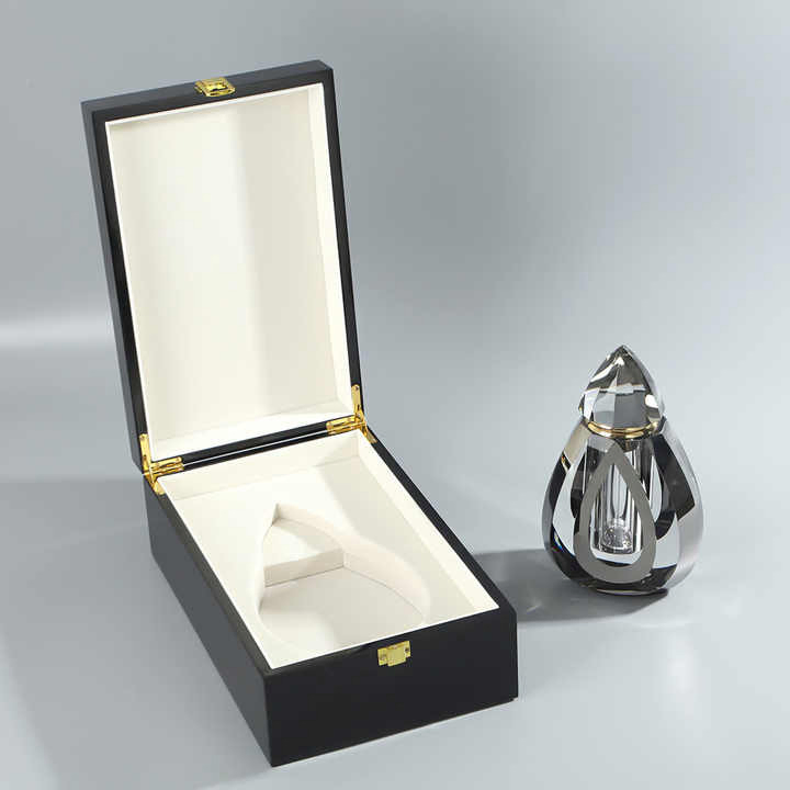 Factory Luxury Custom Logo Wooden Box Gift Cosmetics Atal Oud Oil Perfume Box Hinge