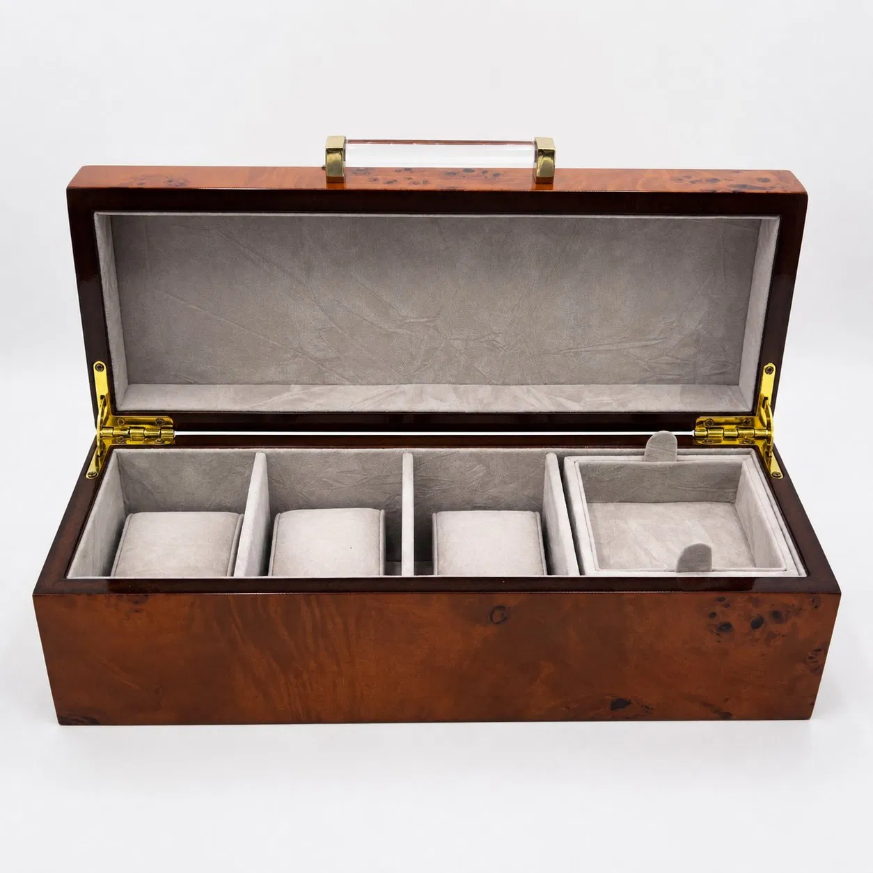 Luxury Handmade Wooden Watch Box with 4 Slots, Premium Multi Watch Storage Case Organizer for Collectors and Brands