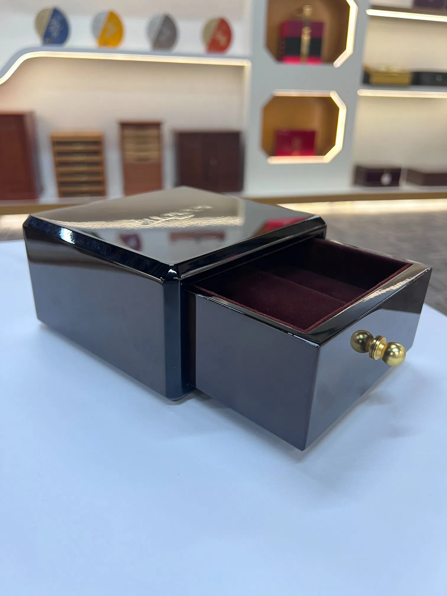 Luxury Wooden Watch Storage Box with Velvet Interior Drawer Design Custom Logo Premium Gift Packaging Case